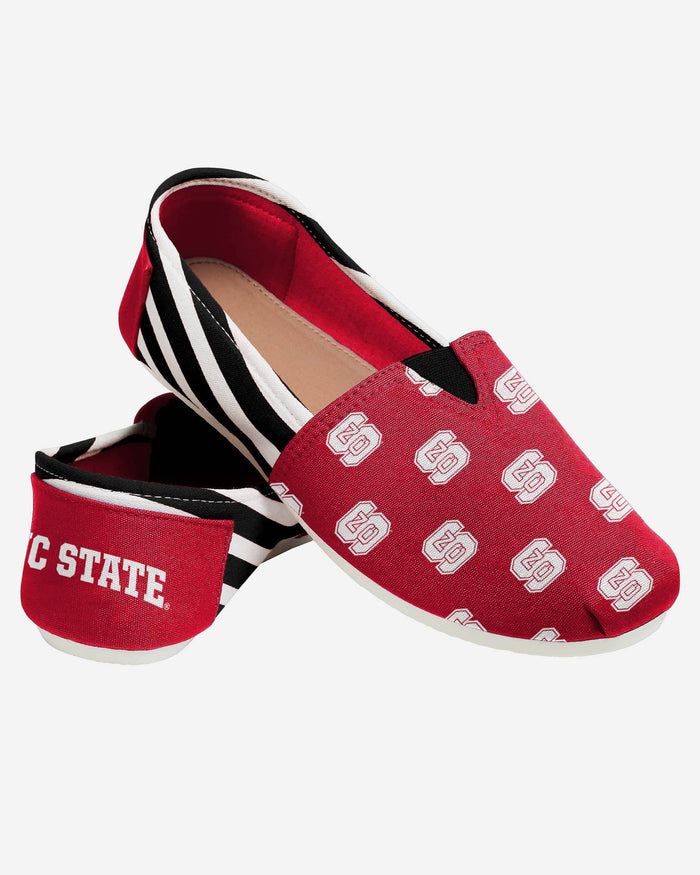 NC State Wolfpack Womens Stripe Canvas Shoe FOCO - FOCO.com