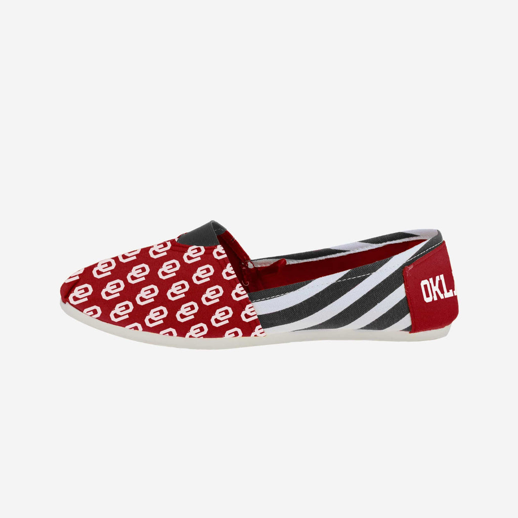 Oklahoma Sooners Womens Stripe Canvas Shoe FOCO - FOCO.com