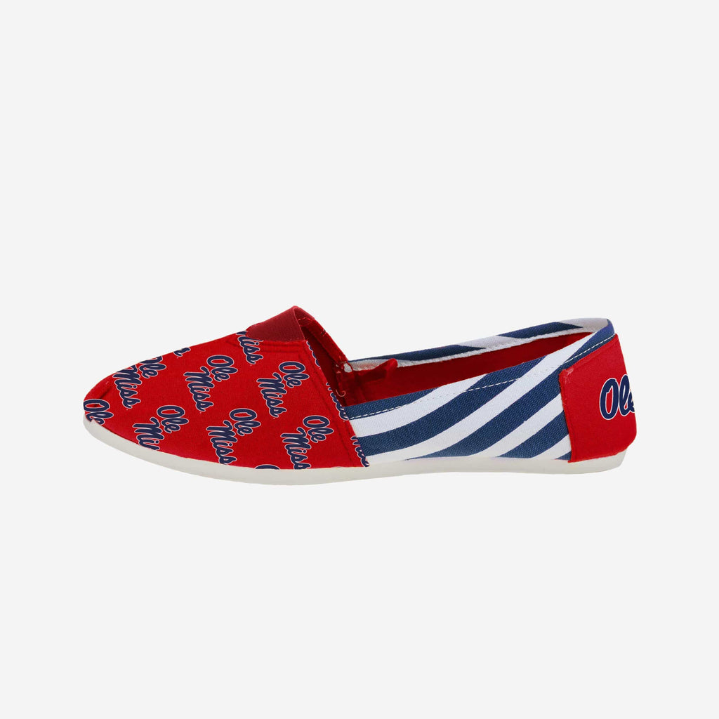 Ole Miss Rebels Womens Stripe Canvas Shoe FOCO