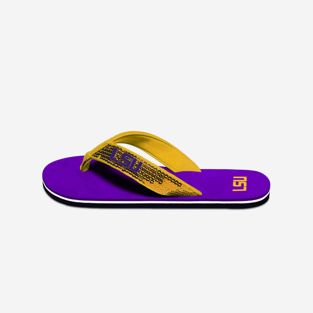 LSU Tigers Womens Sequin Flip Flop FOCO - FOCO.com