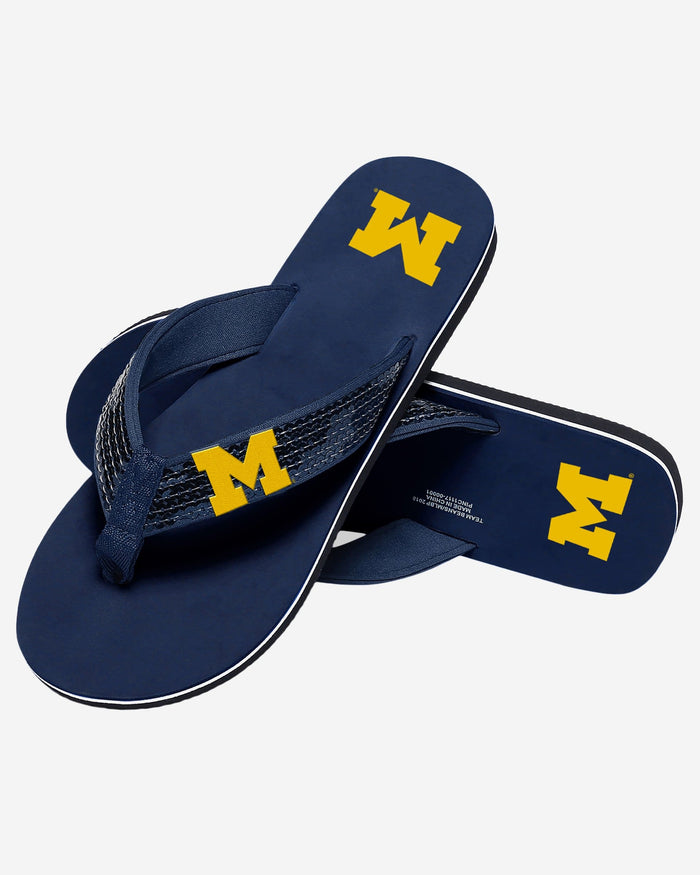 Michigan Wolverines Womens Sequin Flip Flop FOCO - FOCO.com