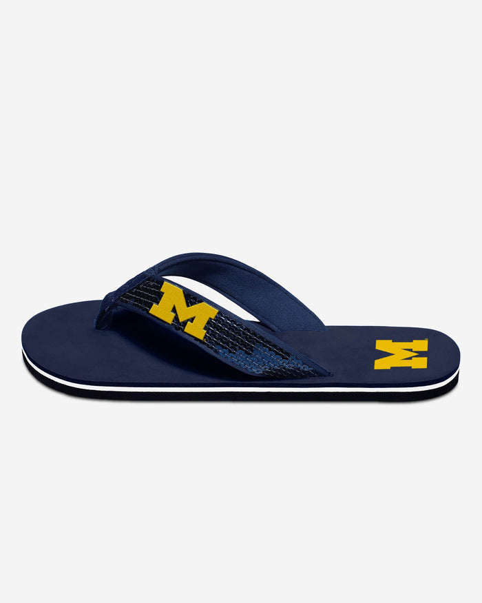 Michigan Wolverines Womens Sequin Flip Flop FOCO - FOCO.com