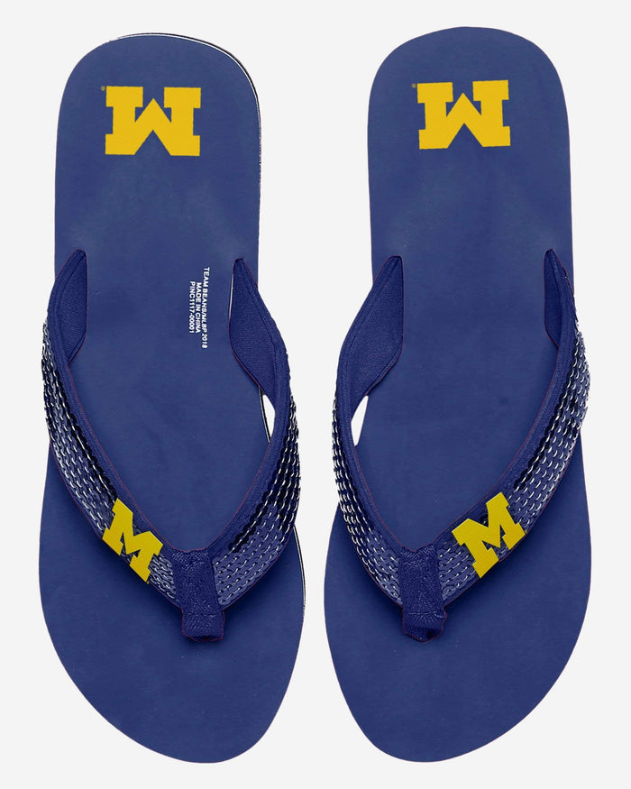 Michigan Wolverines Womens Sequin Flip Flop FOCO - FOCO.com