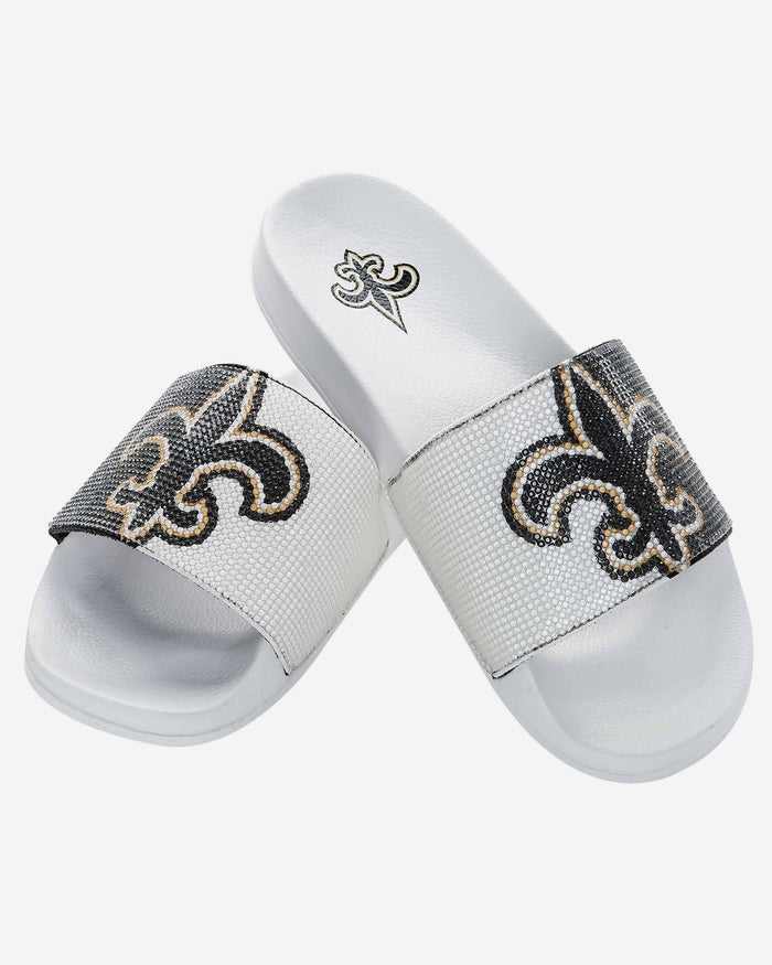 New Orleans Saints Womens Big Logo Shimmer Slide FOCO - FOCO.com