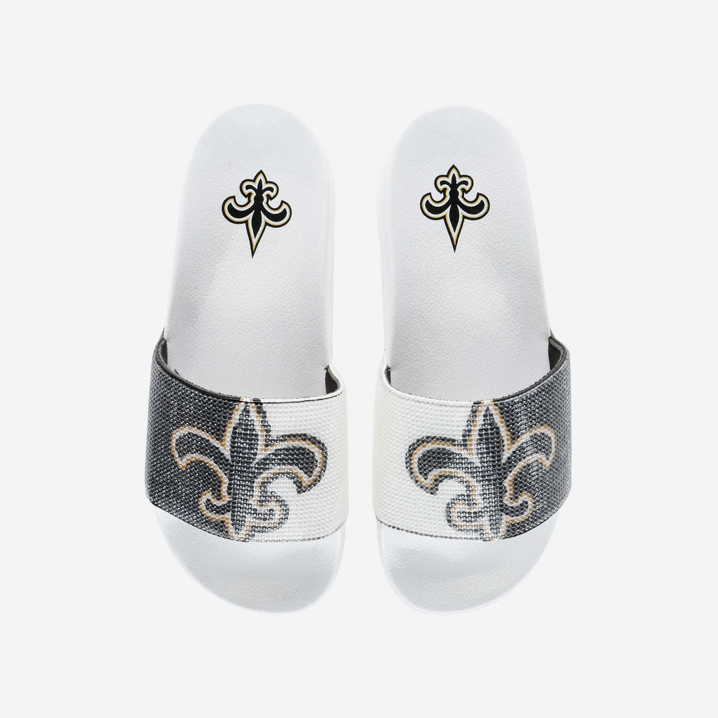 New Orleans Saints Womens Big Logo Shimmer Slide FOCO S - FOCO.com