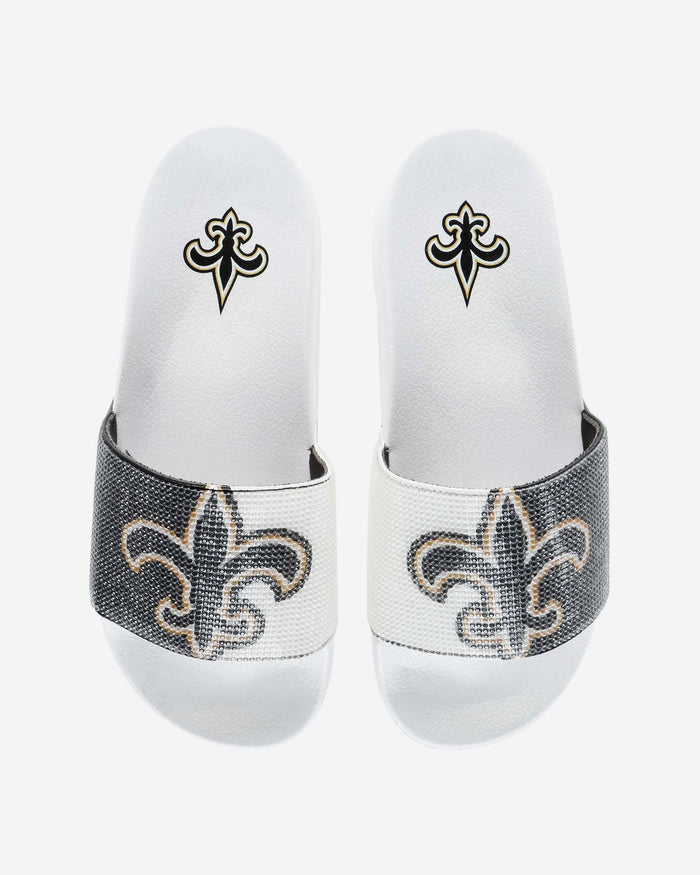 New Orleans Saints Womens Big Logo Shimmer Slide FOCO S - FOCO.com