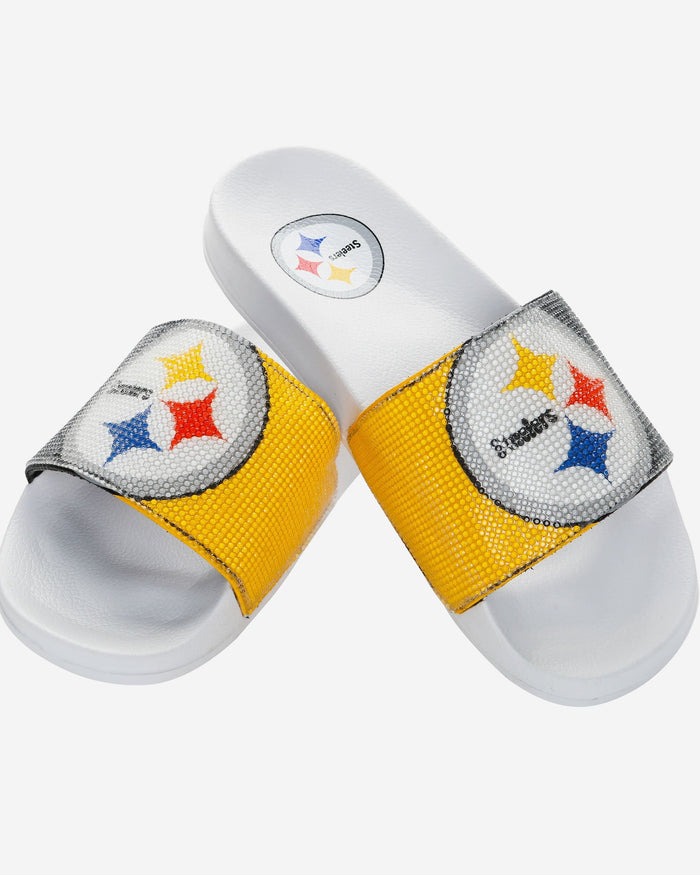 Pittsburgh Steelers Womens Big Logo Shimmer Slide FOCO - FOCO.com