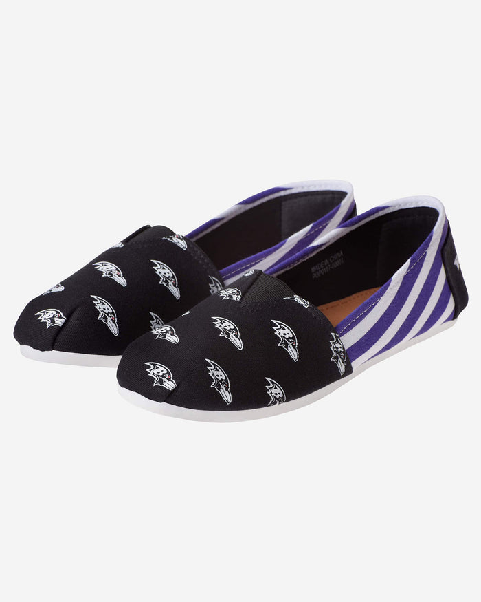 Baltimore Ravens Womens Stripe Canvas Shoe FOCO - FOCO.com