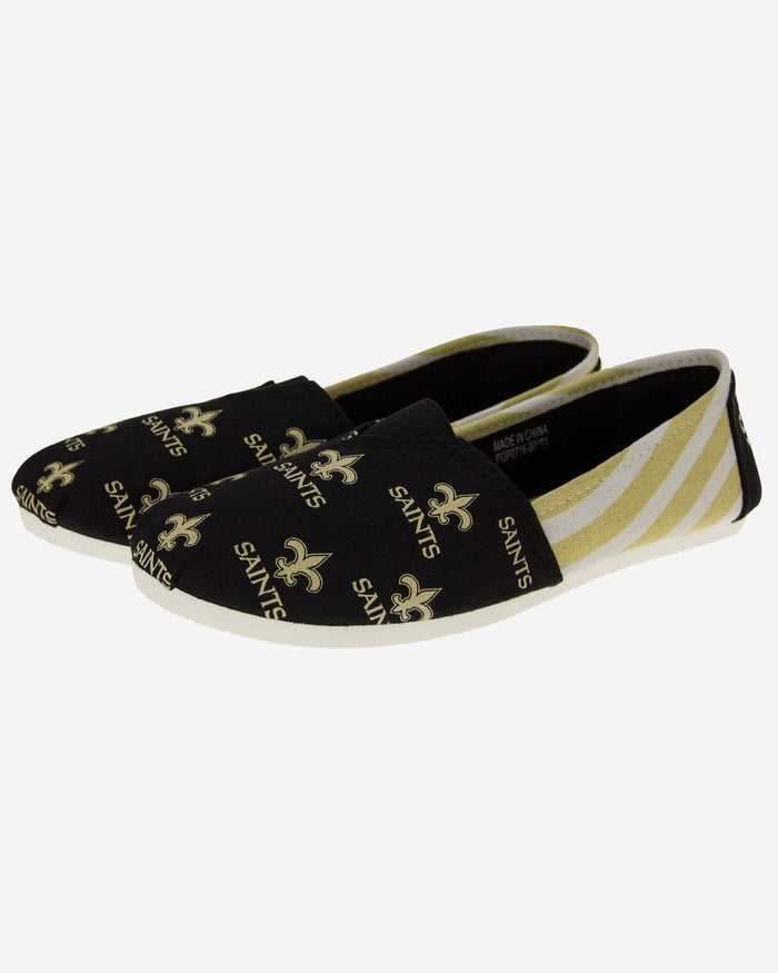 New Orleans Saints Womens Stripe Canvas Shoe FOCO - FOCO.com