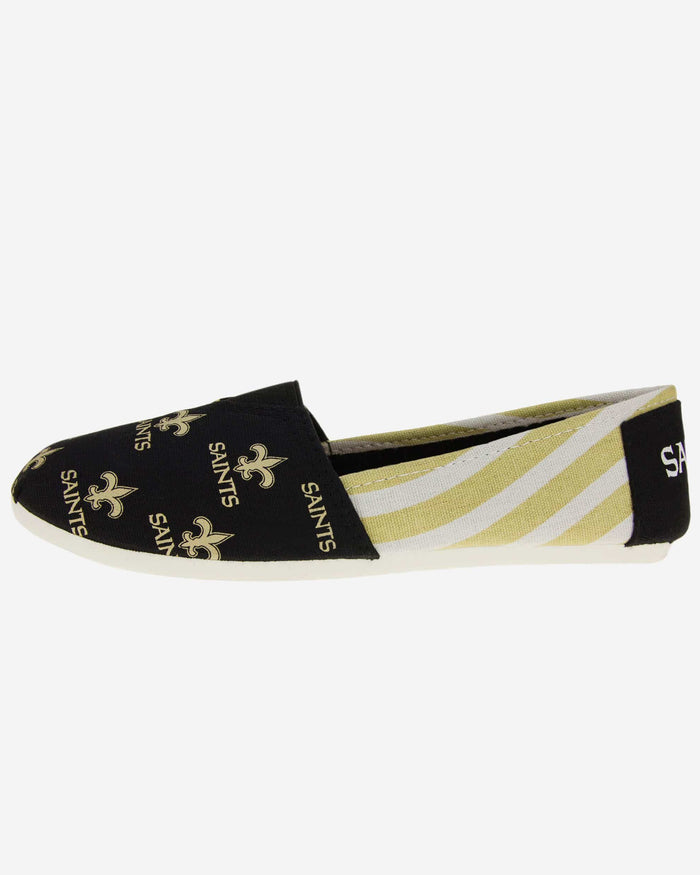 New Orleans Saints Womens Stripe Canvas Shoe FOCO - FOCO.com