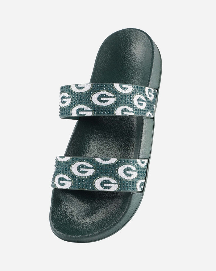 Green Bay Packers Womens Double Strap Shimmer Sandal FOCO - FOCO.com