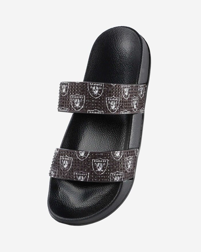 Las Vegas Raiders Womens Double Strap Shimmer Sandal FOCO - FOCO.com
