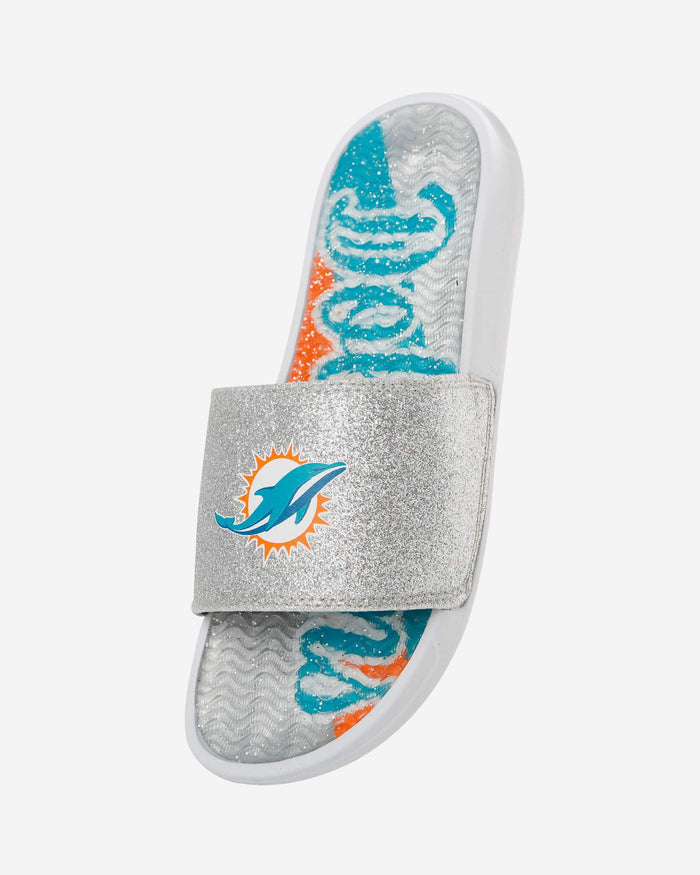Miami Dolphins Womens Glitter Gel Slide FOCO - FOCO.com