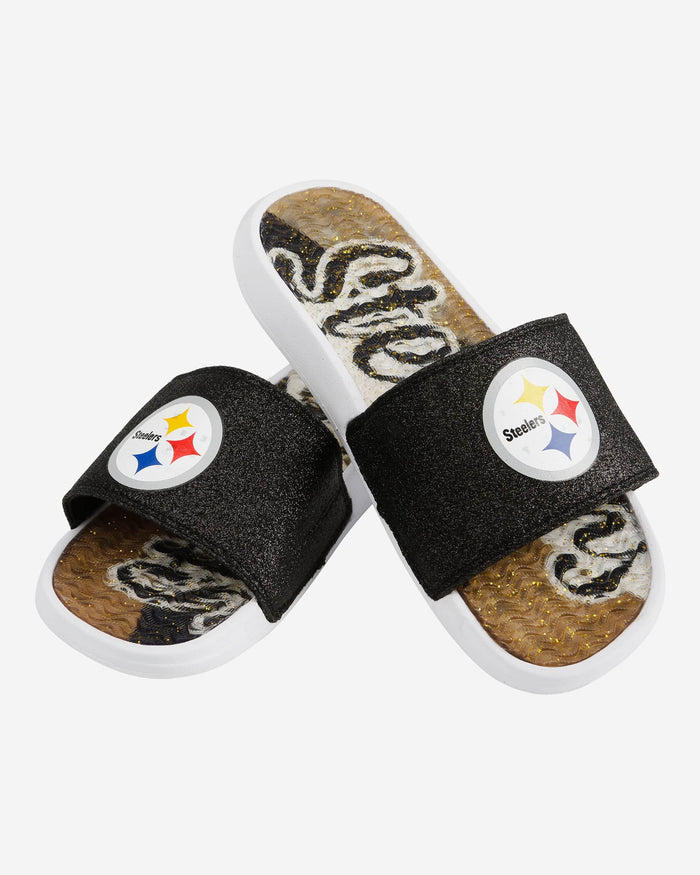 Pittsburgh Steelers Womens Glitter Gel Slide FOCO - FOCO.com