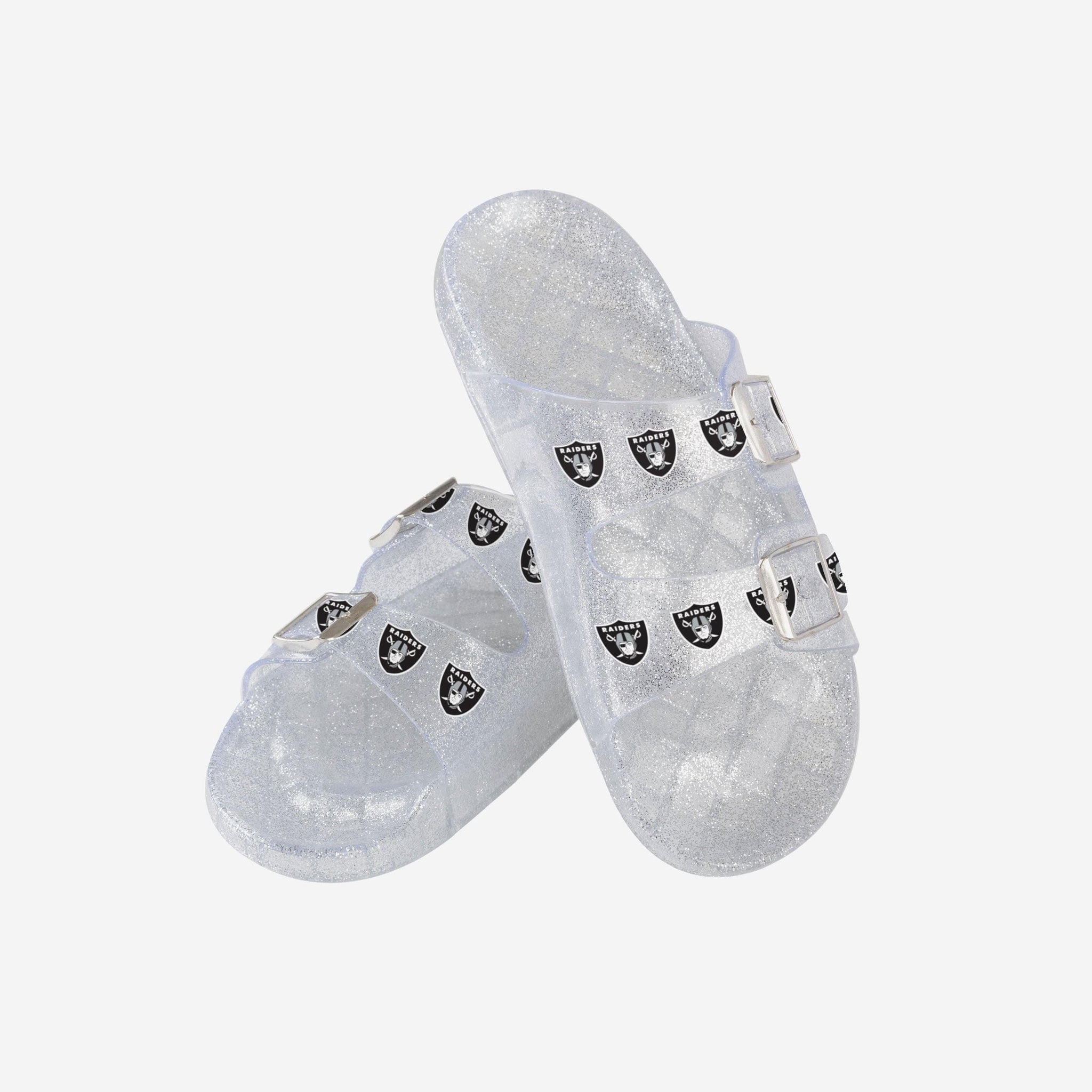 FOCO Women's Las Vegas Raiders Mini Print Double-Buckle Sandals