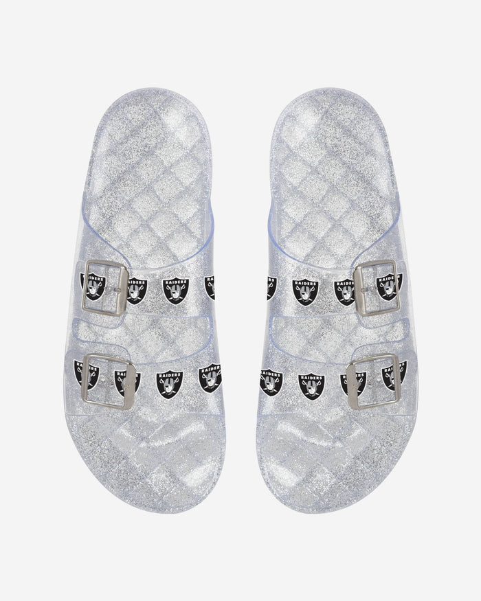 Las Vegas Raiders Womens Glitter Double Buckle Sandal FOCO S - FOCO.com
