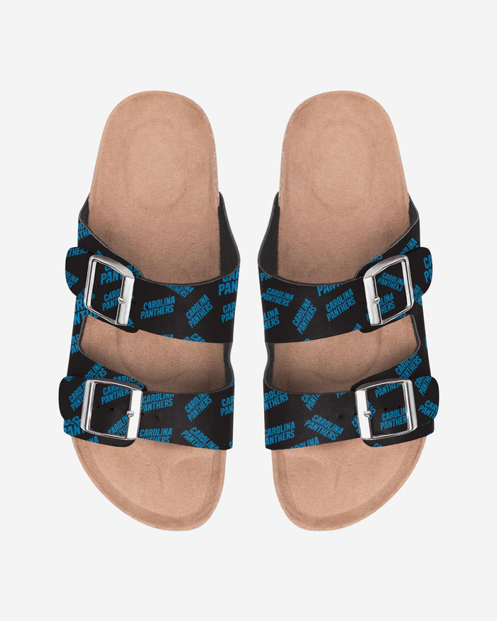 Carolina Panthers Womens Mini Print Double Buckle Sandal FOCO S - FOCO.com