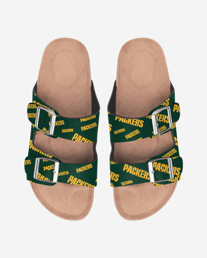 Green Bay Packers Womens Mini Print Double Buckle Sandal FOCO S - FOCO.com