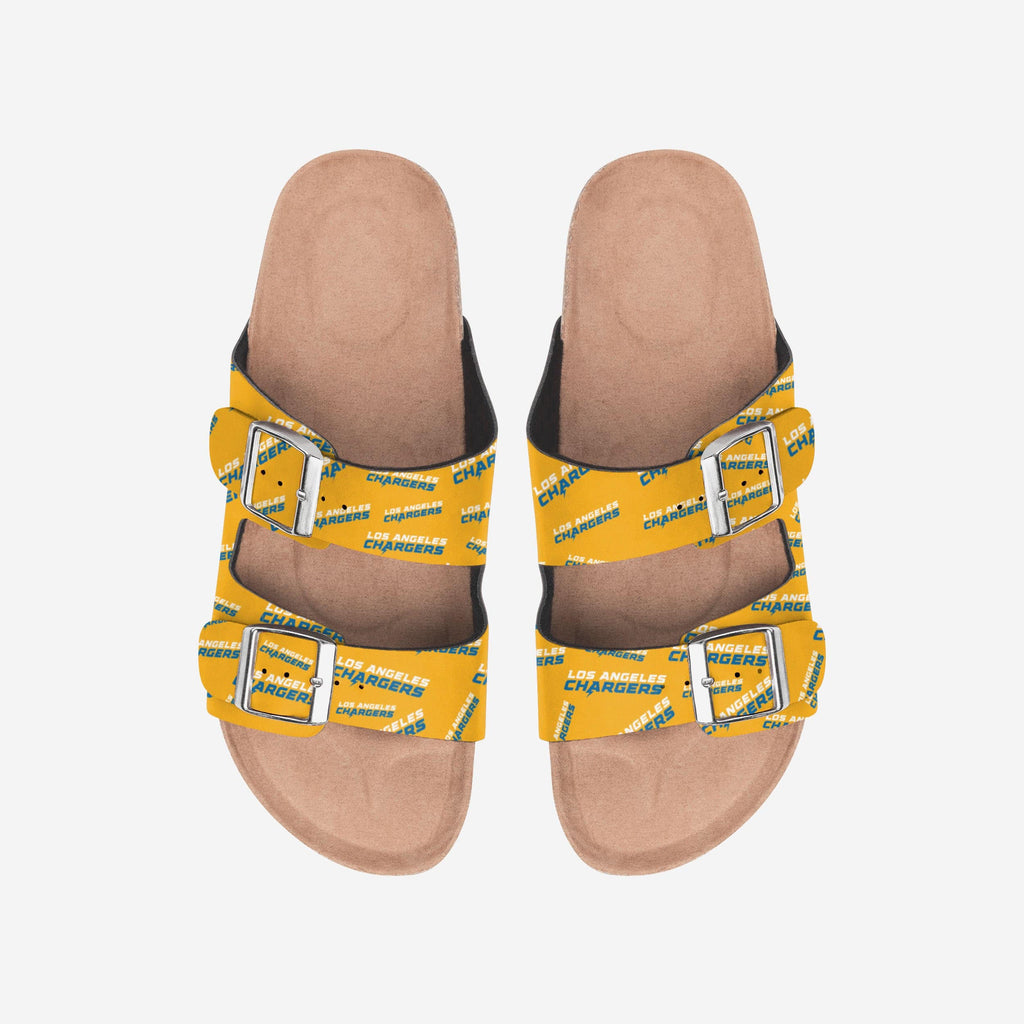 Los Angeles Chargers Womens Mini Print Double Buckle Sandal FOCO S - FOCO.com