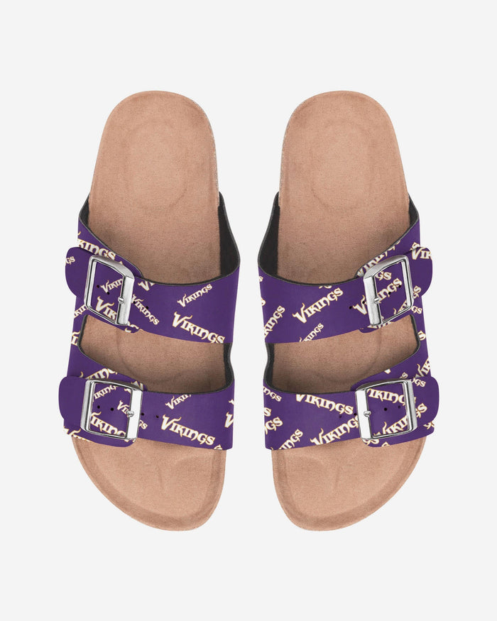 Minnesota Vikings Womens Mini Print Double Buckle Sandal FOCO S - FOCO.com