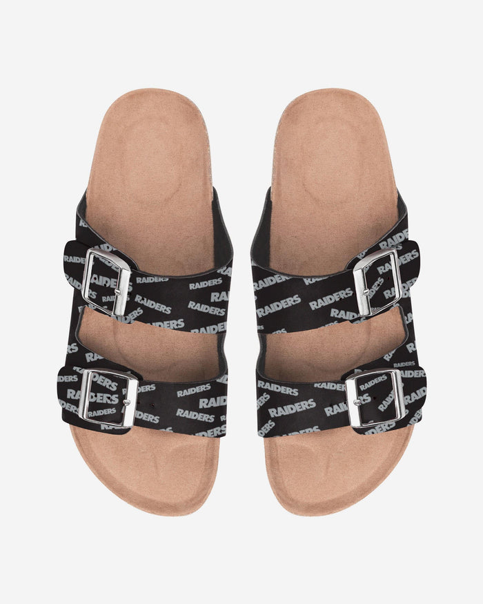 Las Vegas Raiders Womens Mini Print Double Buckle Sandal FOCO S - FOCO.com