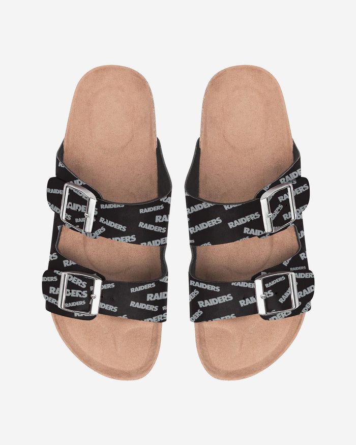 Las Vegas Raiders Womens Mini Print Double Buckle Sandal FOCO S - FOCO.com