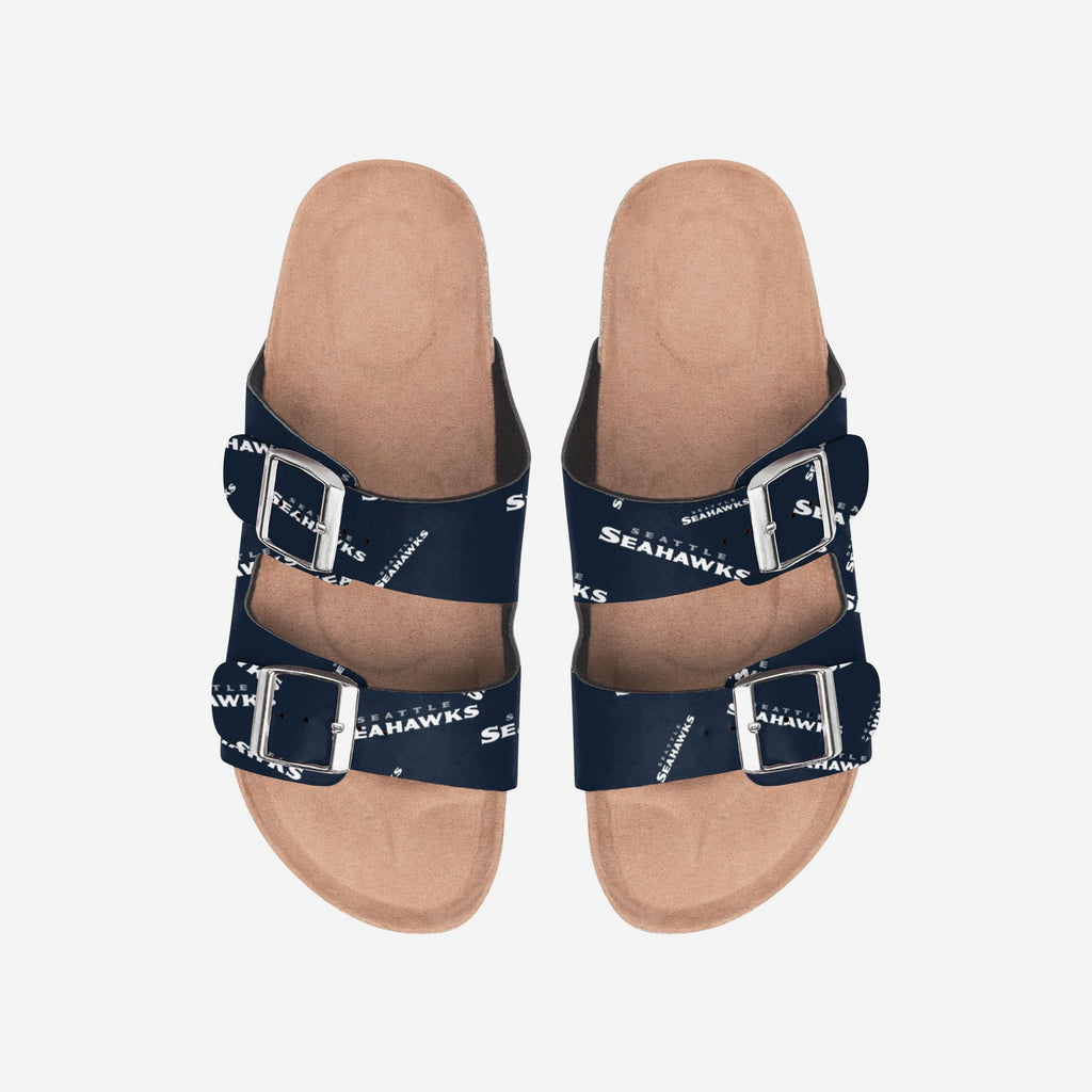 Seattle Seahawks Womens Mini Print Double Buckle Sandal FOCO S - FOCO.com
