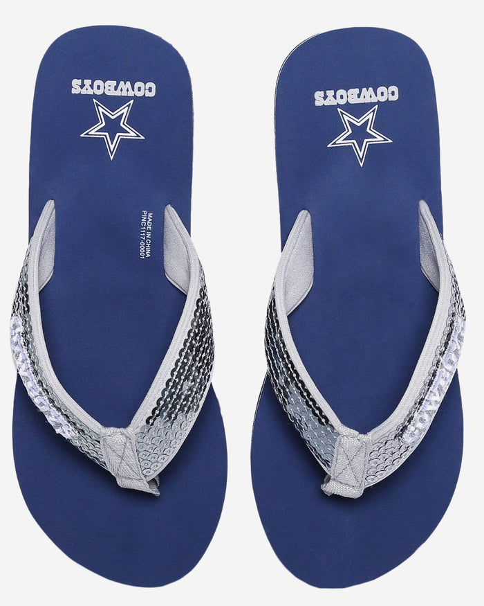 Dallas Cowboys Womens Sequin Flip Flop FOCO - FOCO.com