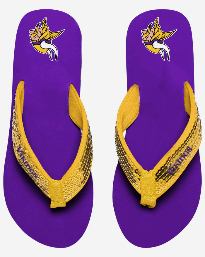 Minnesota Vikings Womens Sequin Flip Flop FOCO - FOCO.com