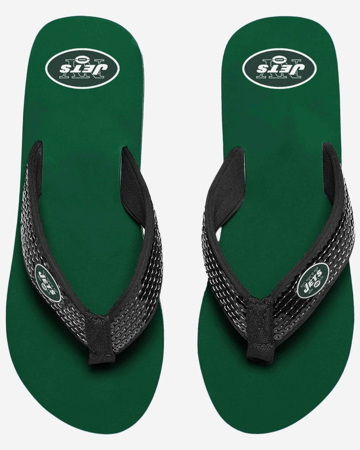 New York Jets Womens Original Sequin Flip Flop FOCO - FOCO.com
