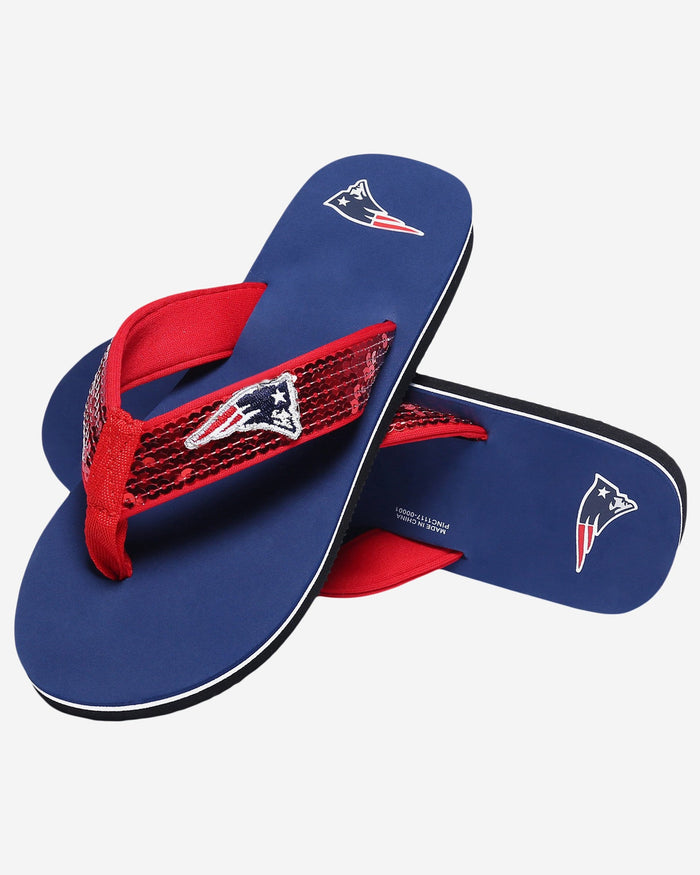 New England Patriots Womens Sequin Flip Flop FOCO - FOCO.com