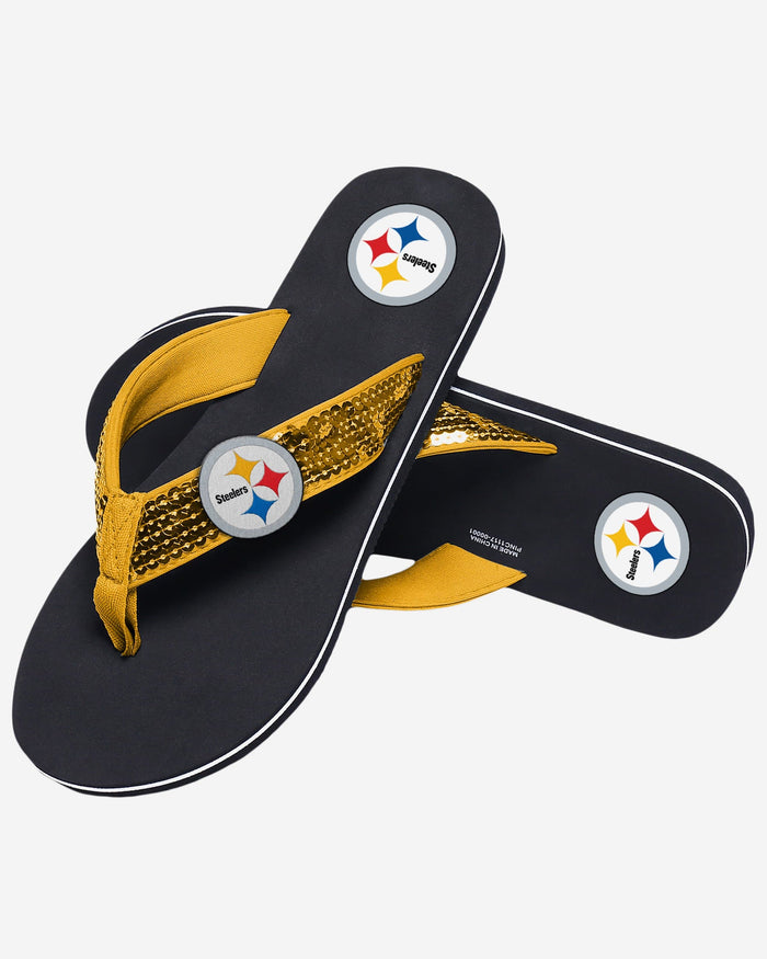 Pittsburgh Steelers Womens Sequin Flip Flop FOCO - FOCO.com