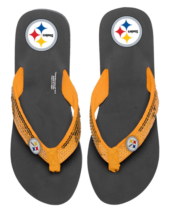 Pittsburgh Steelers Womens Sequin Flip Flop FOCO - FOCO.com