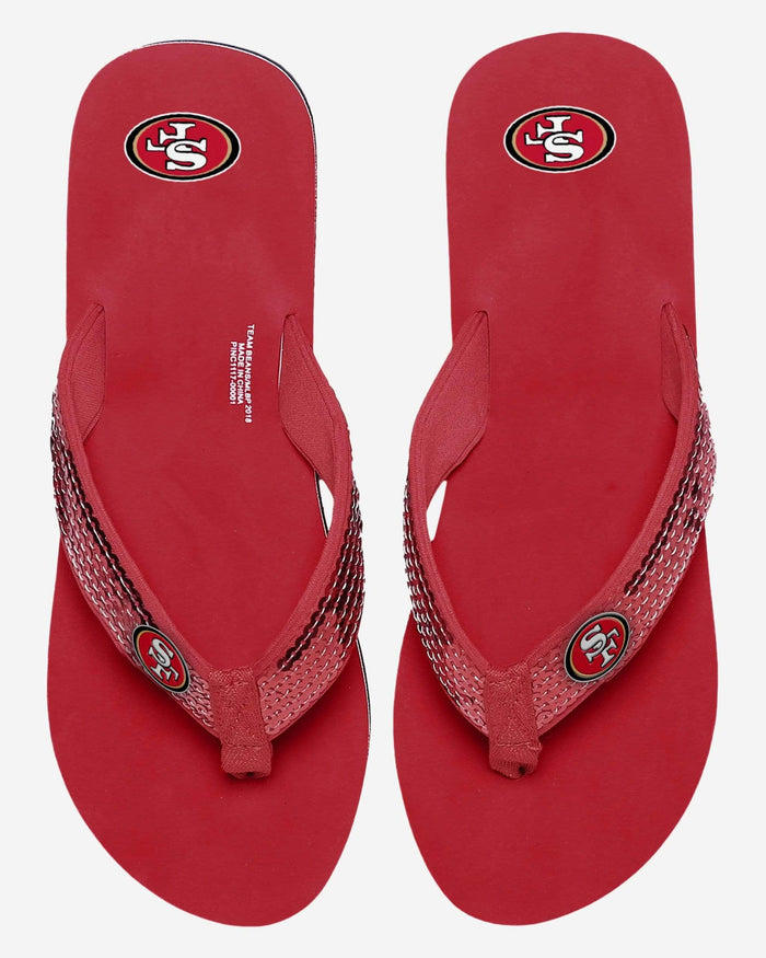 San Francisco 49ers Womens Sequin Flip Flop FOCO - FOCO.com