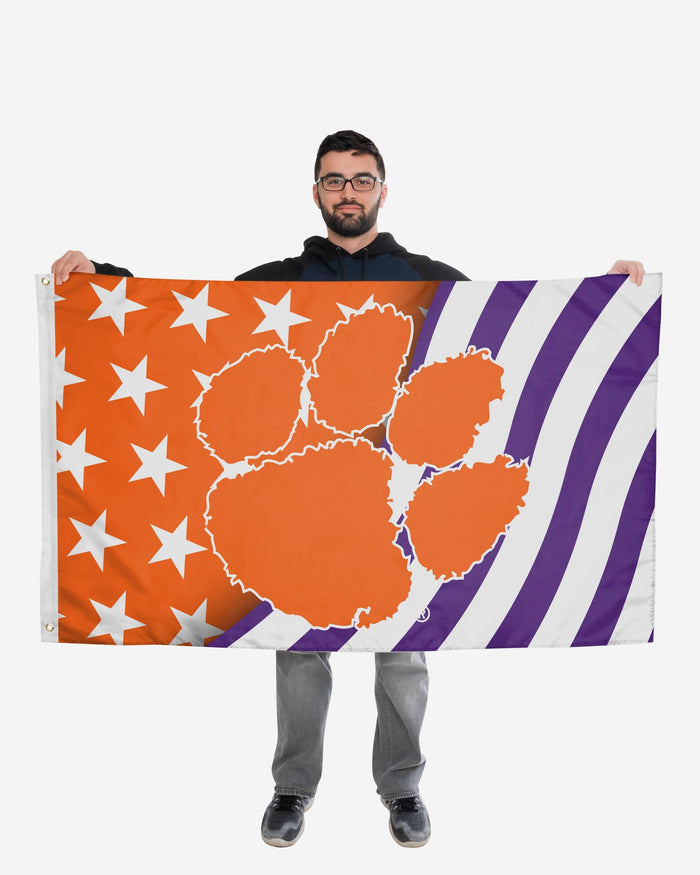 Clemson Tigers Americana Horizontal Flag FOCO - FOCO.com