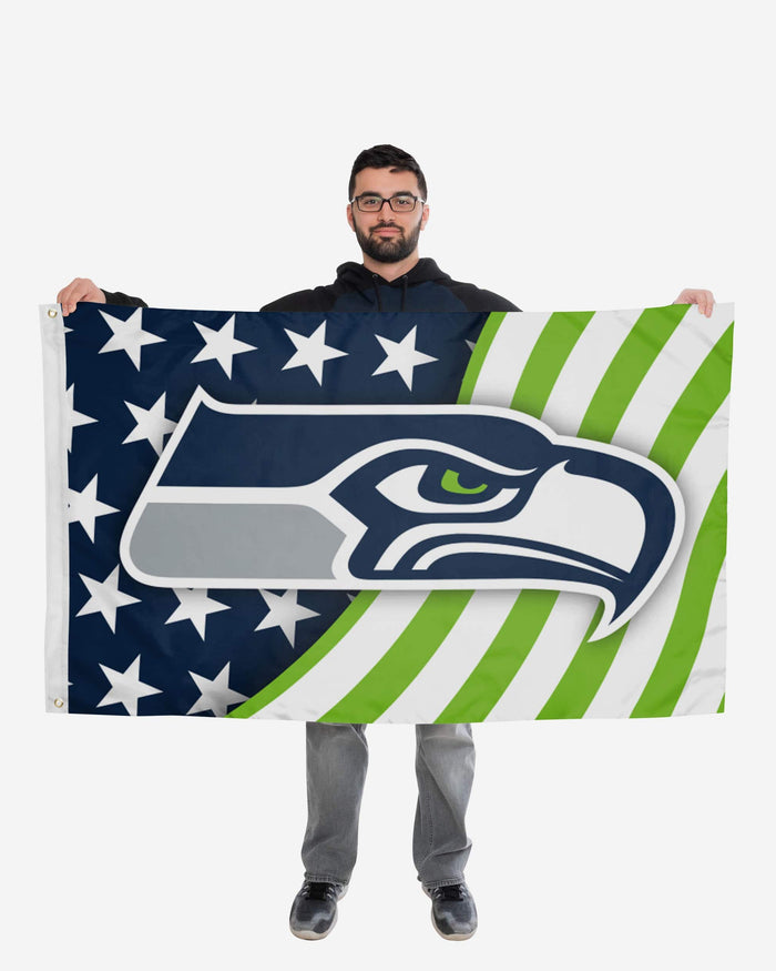 Seattle Seahawks Americana Horizontal Flag FOCO - FOCO.com