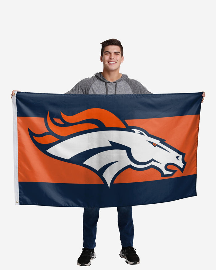 Denver Broncos Big Logo Team Stripe Horizontal Flag FOCO - FOCO.com