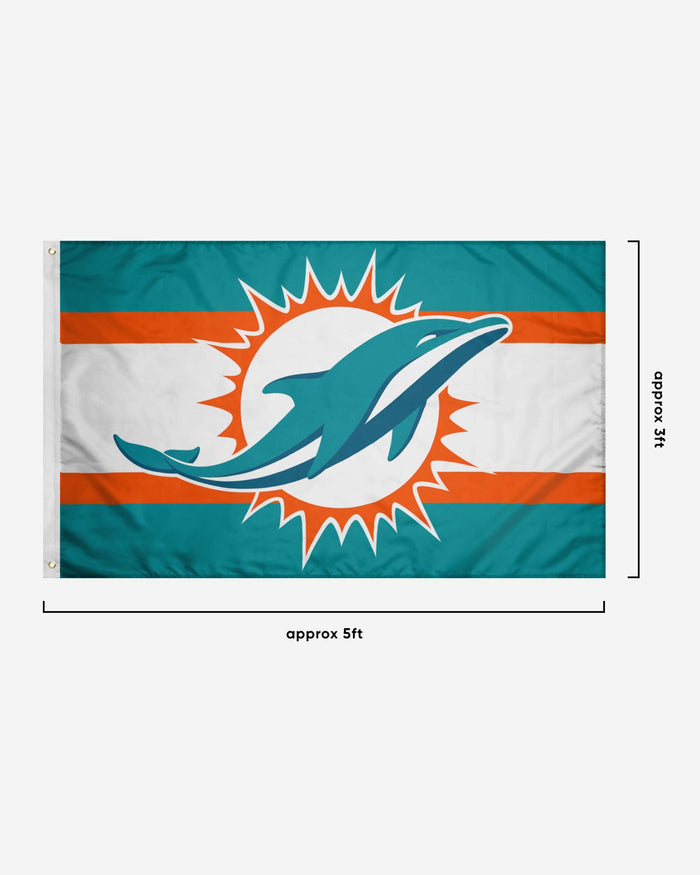 Miami Dolphins Big Logo Team Stripe Horizontal Flag FOCO - FOCO.com