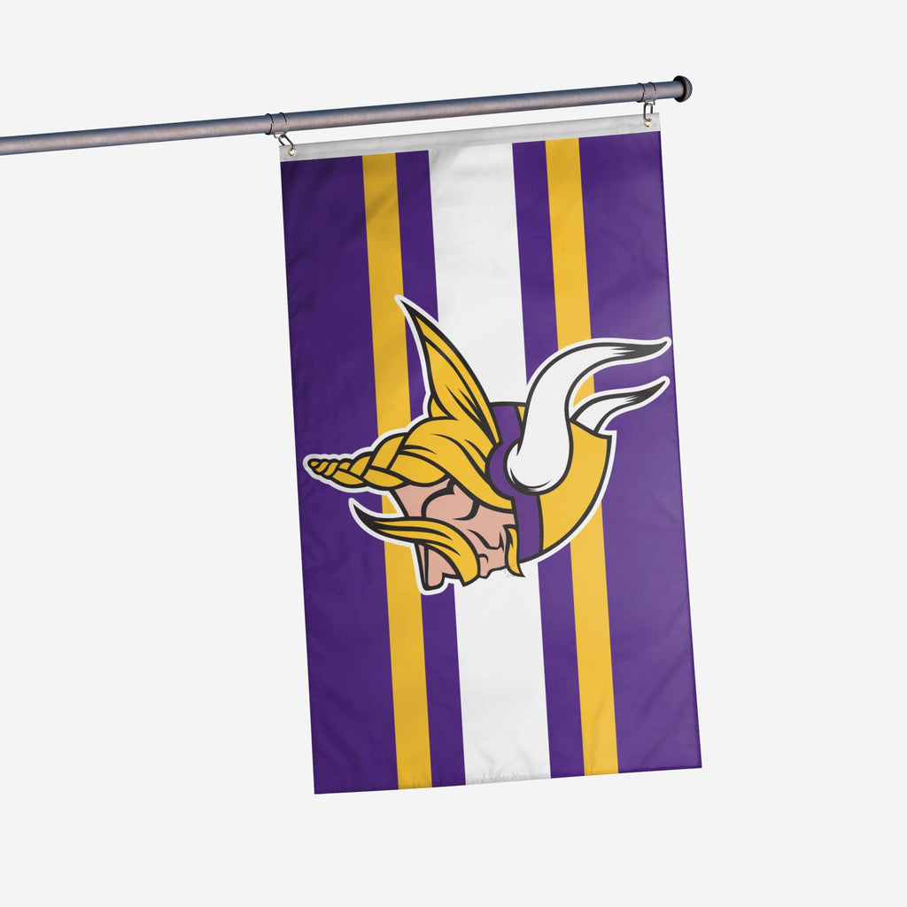 Minnesota Vikings Big Logo Team Stripe Horizontal Flag FOCO - FOCO.com