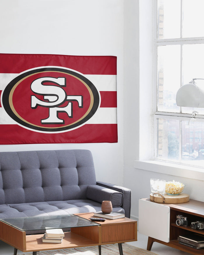 San Francisco 49ers Big Logo Team Stripe Horizontal Flag FOCO - FOCO.com