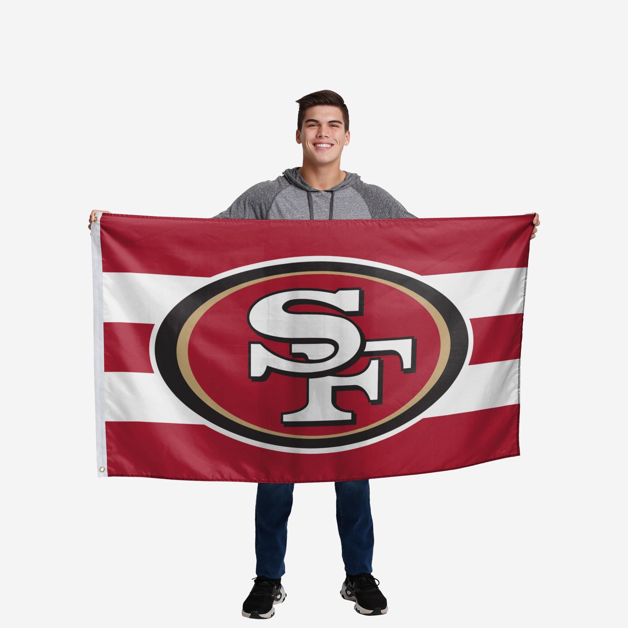 San Francisco 49ers NFL Big Logo Team Stripe Horizontal Flag