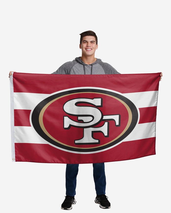 San Francisco 49ers Big Logo Team Stripe Horizontal Flag FOCO - FOCO.com