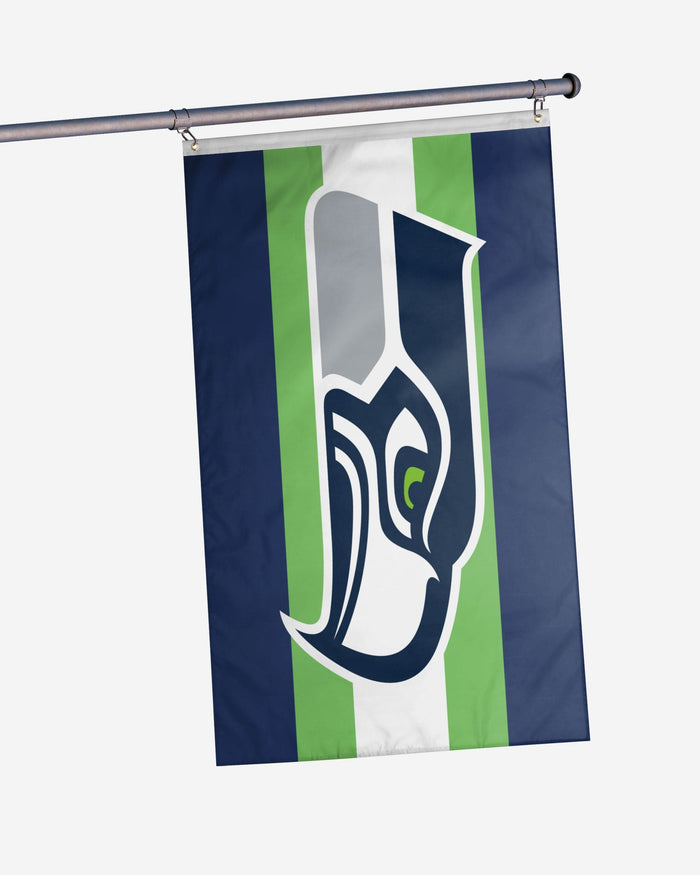 Seattle Seahawks Big Logo Team Stripe Horizontal Flag FOCO - FOCO.com