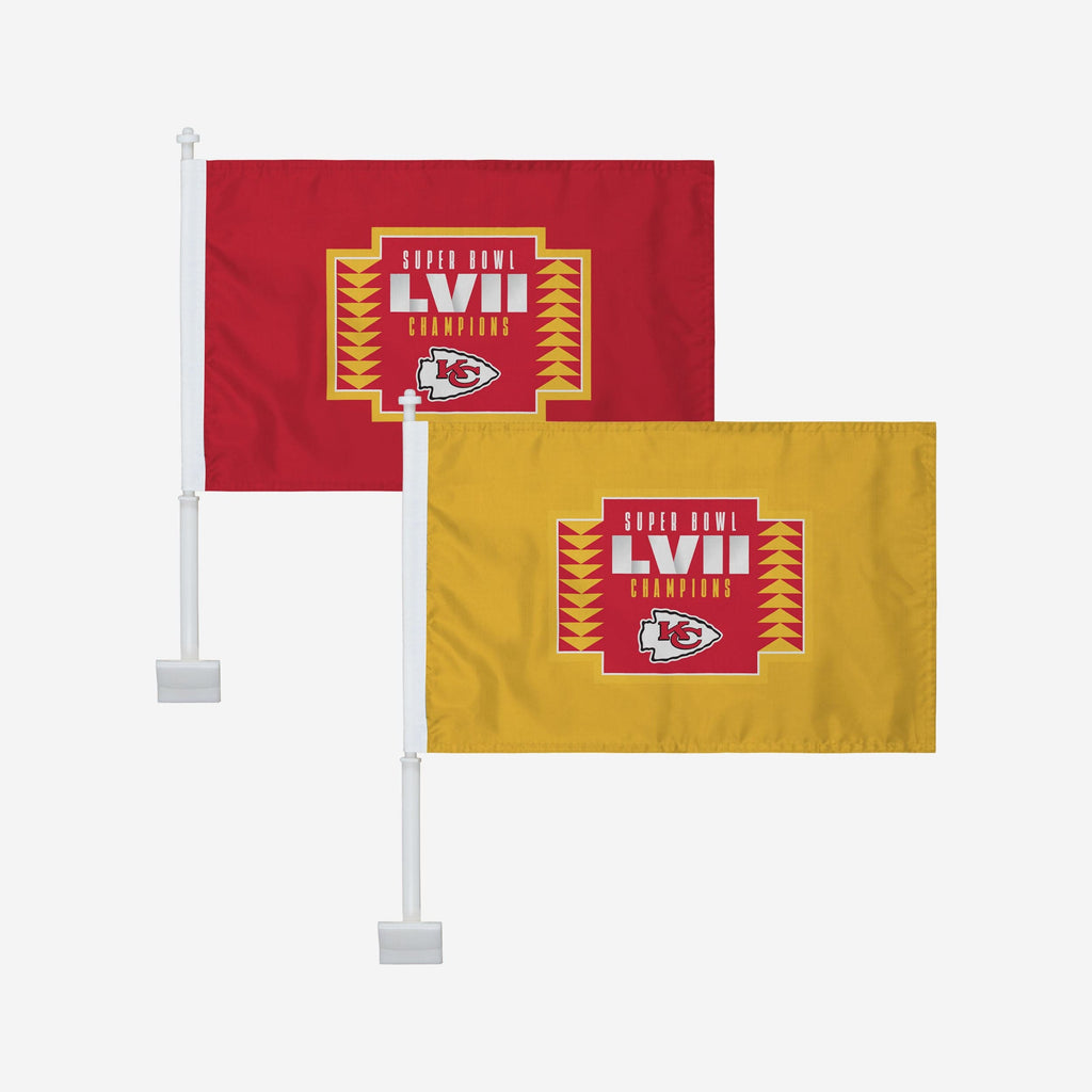 Kansas City Chiefs Super Bowl LVII Champions 2 Pack Car Flag FOCO - FOCO.com