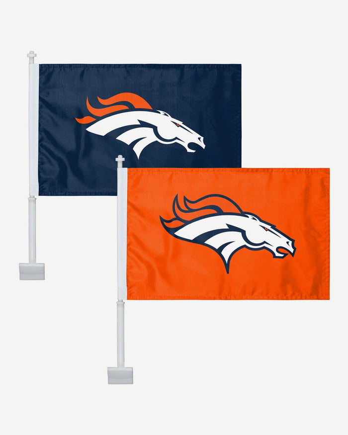 Denver Broncos 2 Pack Solid Car Flag FOCO - FOCO.com