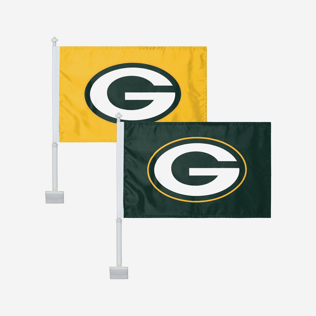 Green Bay Packers 2 Pack Solid Car Flag FOCO - FOCO.com