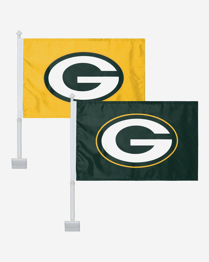 Green Bay Packers 2 Pack Solid Car Flag FOCO - FOCO.com