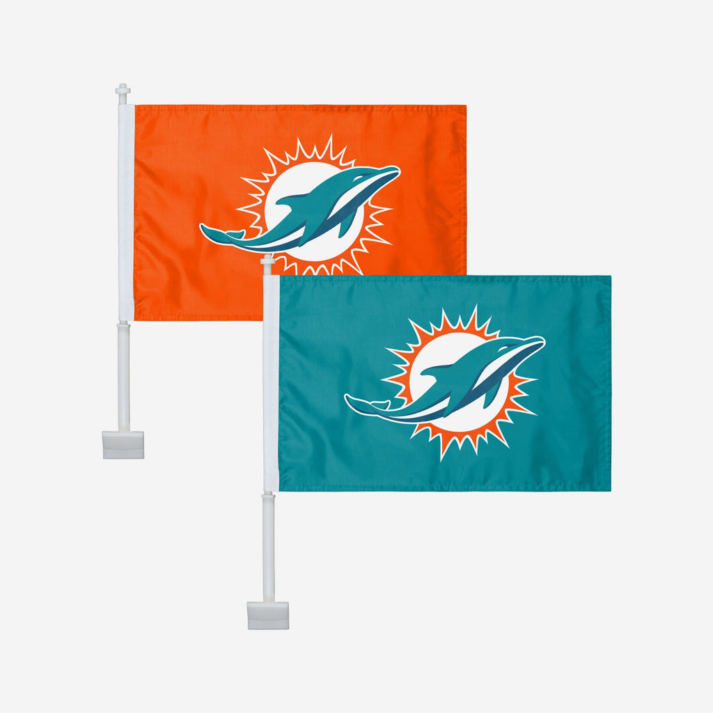Miami Dolphins 2 Pack Solid Car Flag FOCO - FOCO.com