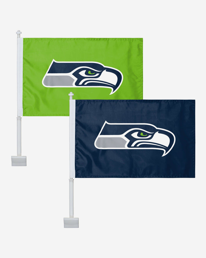 Seattle Seahawks 2 Pack Solid Car Flag FOCO - FOCO.com