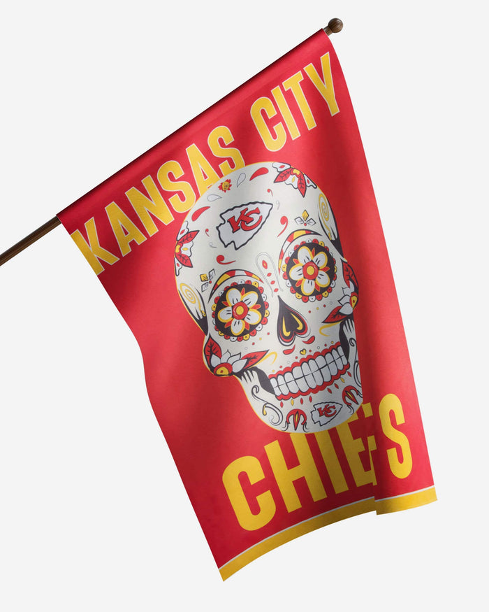 Kansas City Chiefs Day Of The Dead Vertical Flag FOCO - FOCO.com